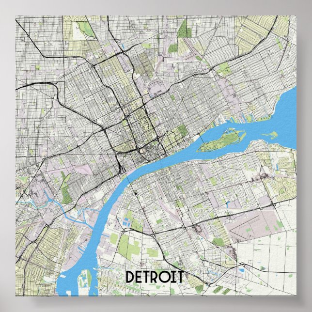 Detroit-Karte Poster (Vorne)
