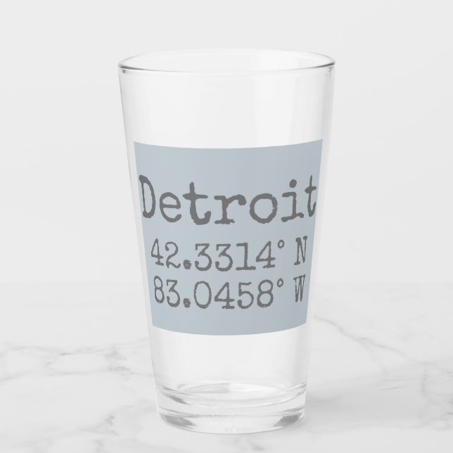 Detroit Latitude Longitude Glas (Vorderseite)