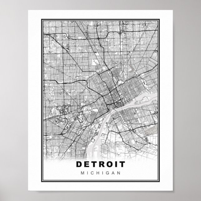 Detroit Map Poster (Vorne)