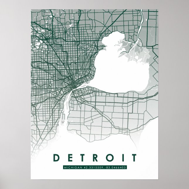 Detroit Map Poster (Vorne)