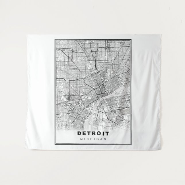 Detroit Map Wandteppich (Vorderseite (Horizontal))