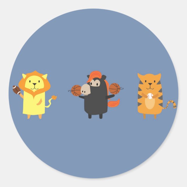 Detroit-Maskotttiere Runder Aufkleber (Vorderseite)