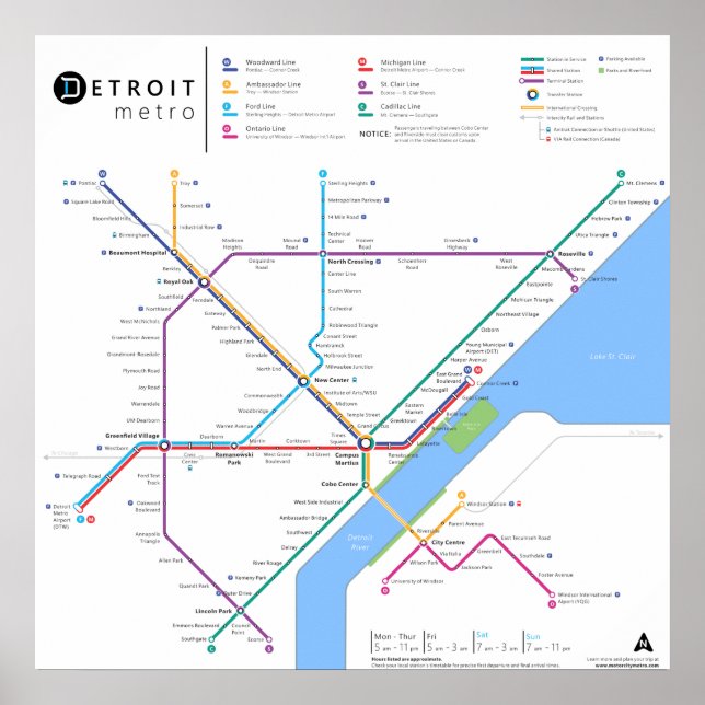 Detroit Metro Poster 24" x 24" (Standard, neu) (Vorne)