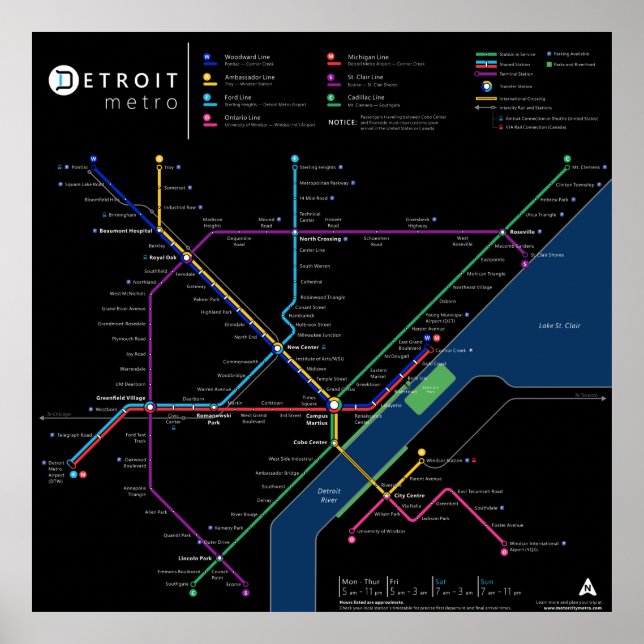 Detroit Metro Poster 32" x 32" (dunkel) (Vorne)