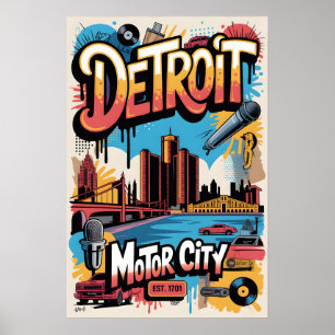 Detroit MI Graffiti Urban Reiseplakat Poster