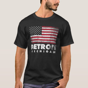 Detroit Michigan 4. Juli American Flag USA Ame T-Shirt
