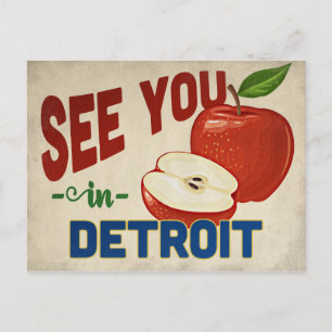 Detroit Michigan Apple - Vintage Reise Postkarte