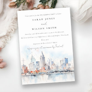 Detroit Michigan Aquarell-Landschafts-Hochzeit Einladung