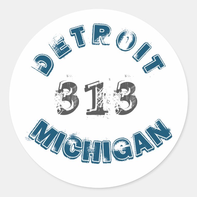 Detroit Michigan Area Code Runder Aufkleber (Vorderseite)