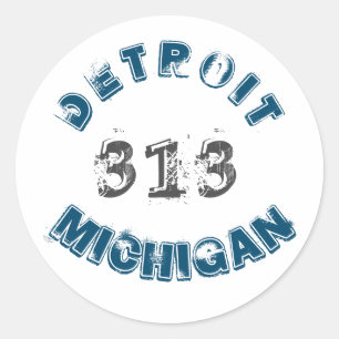 Detroit Michigan Area Code Runder Aufkleber