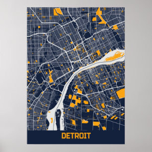 Detroit - Michigan Bluefresh City Map Poster