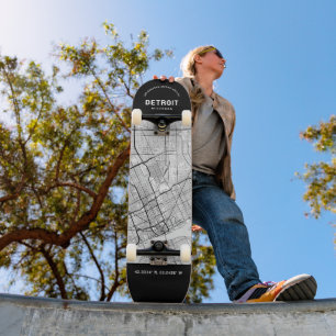 Detroit, Michigan City Map Skateboard