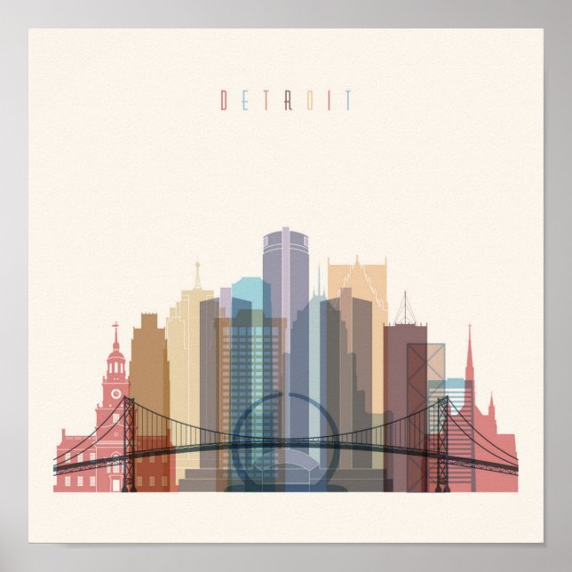 Detroit, Michigan | City Skyline Poster (Vorne)