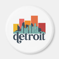 Detroit Michigan City Skyline Retro Stadtbild