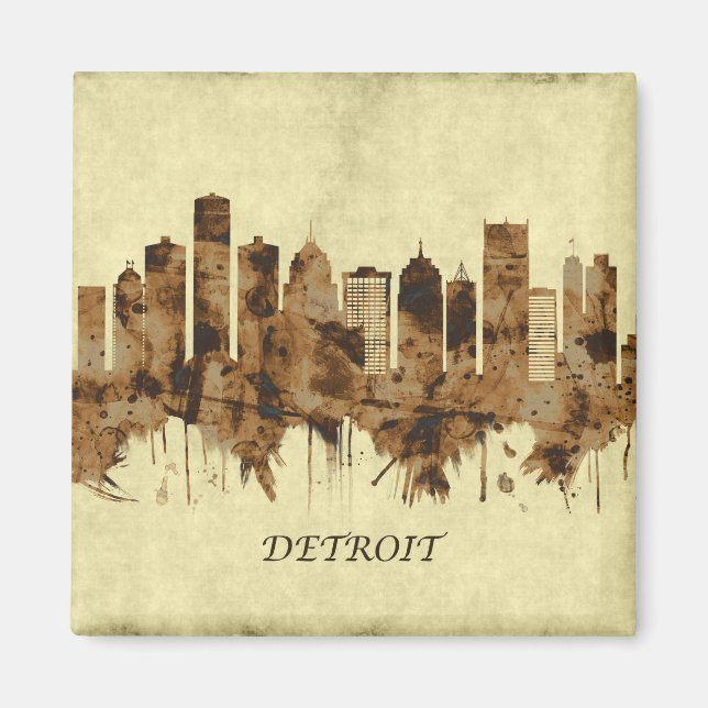 Detroit Michigan Cityscape Magnet (Vorne)
