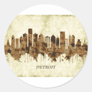 Detroit Michigan Cityscape Runder Aufkleber