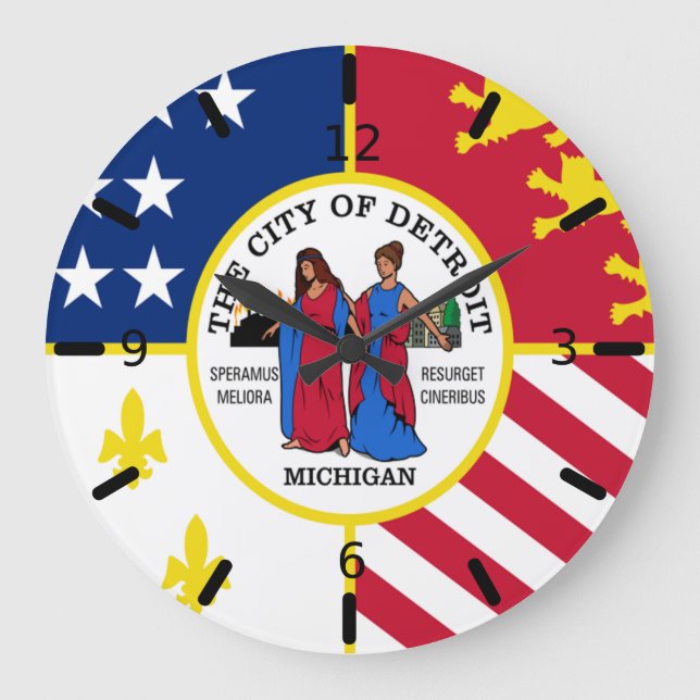 Detroit (Michigan) Flagge Große Uhr (Vorderseite)