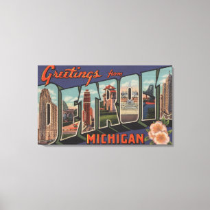 Detroit, Michigan - große Buchstabe-Szenen Leinwanddruck
