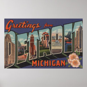 Detroit, Michigan - Große Buchstabenszenen Poster