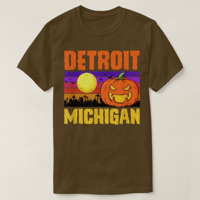 Detroit Michigan Happy Halloween Party Local City T-Shirt (Design vorne)