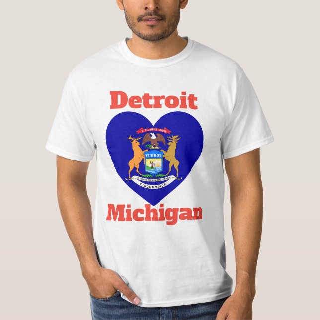 Detroit Michigan Heart Flag T-Shirt (Vorderseite)