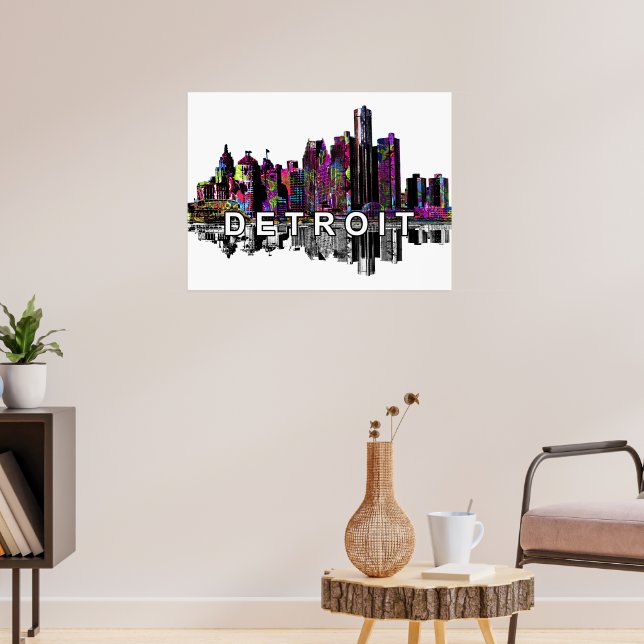 Detroit, Michigan in Graffiti Poster (Wohnzimmer 3)