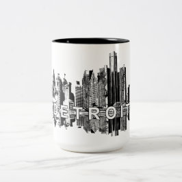 Detroit, Michigan in schwarzer Tinte Zweifarbige Tasse
