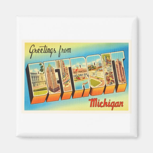 Detroit Michigan MI Old Vintage Travel Souvenir Magnet (Vorne)