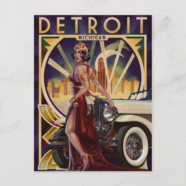 Detroit, Michigan | Motor City Postkarte (Vorderseite)