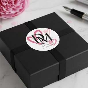 Detroit Michigan Pink Hearts Runder Aufkleber