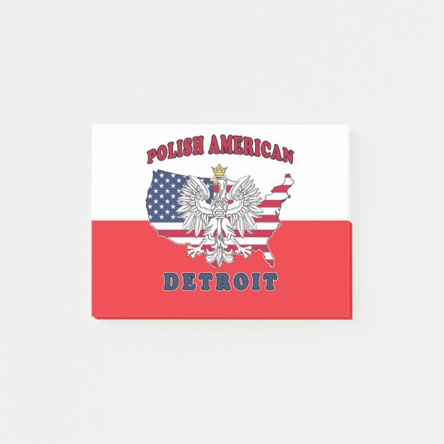 Detroit Michigan Polish Post-it Klebezettel (Vorderseite)