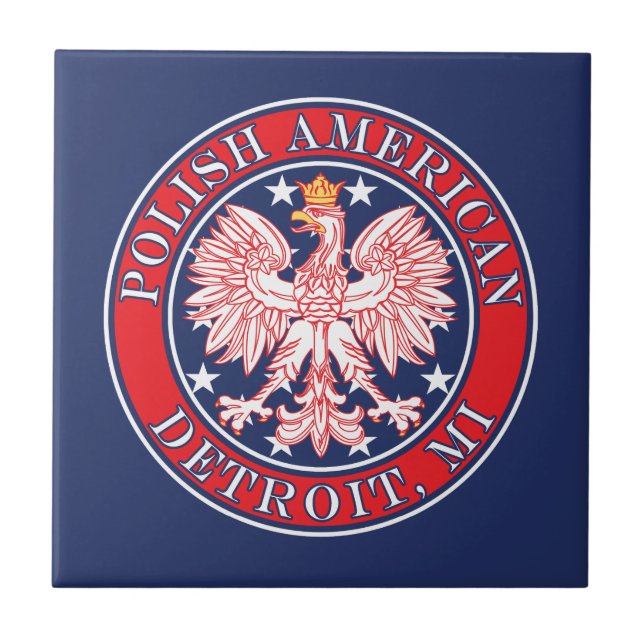Detroit Michigan Polnischer Adler Fliese (Vorderseite)
