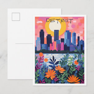 Detroit Michigan Reise Stadt Ästhetik Postkarte