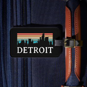 Detroit Michigan Retro Vintag Sunset Skyline Gepäckanhänger