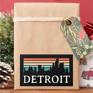 Detroit Michigan Retro Vintag Sunset Skyline Rechteckiger Aufkleber