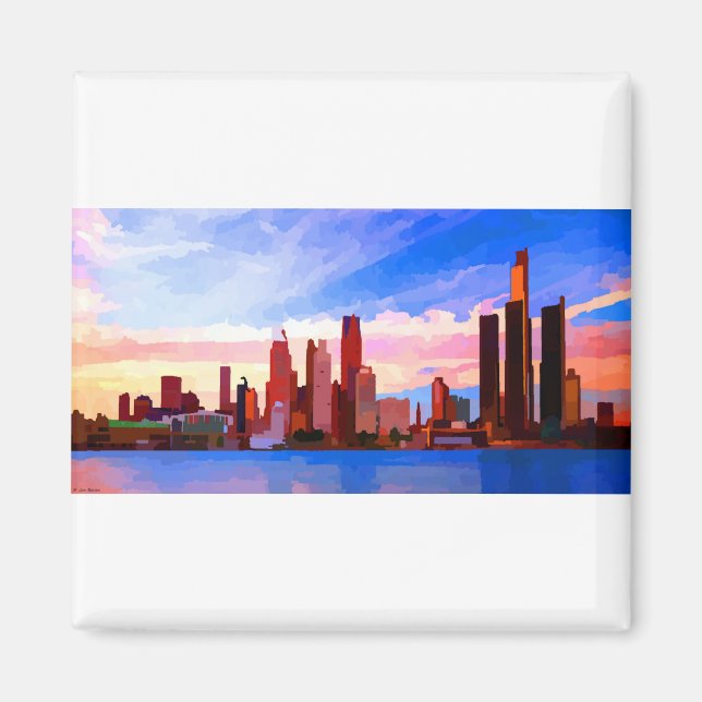 Detroit Michigan Skyline bei Sunset Magnet (Vorne)