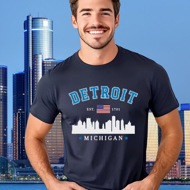 Detroit Michigan Skyline City - Souvenir Detroit T-Shirt (Von Creator hochgeladen)
