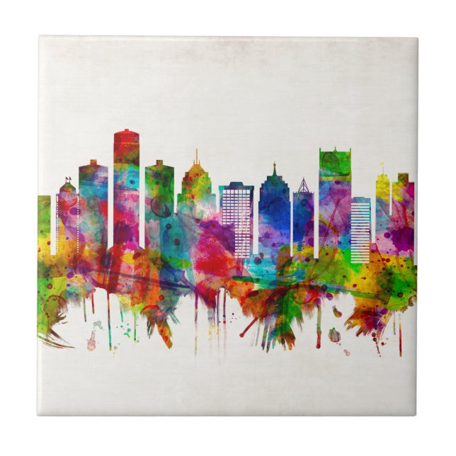 Detroit Michigan Skyline Fliese (Vorderseite)