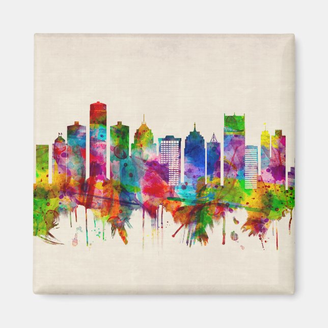 Detroit Michigan Skyline Magnet (Vorne)