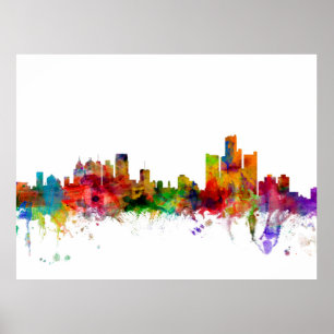 Detroit Michigan Skyline Poster
