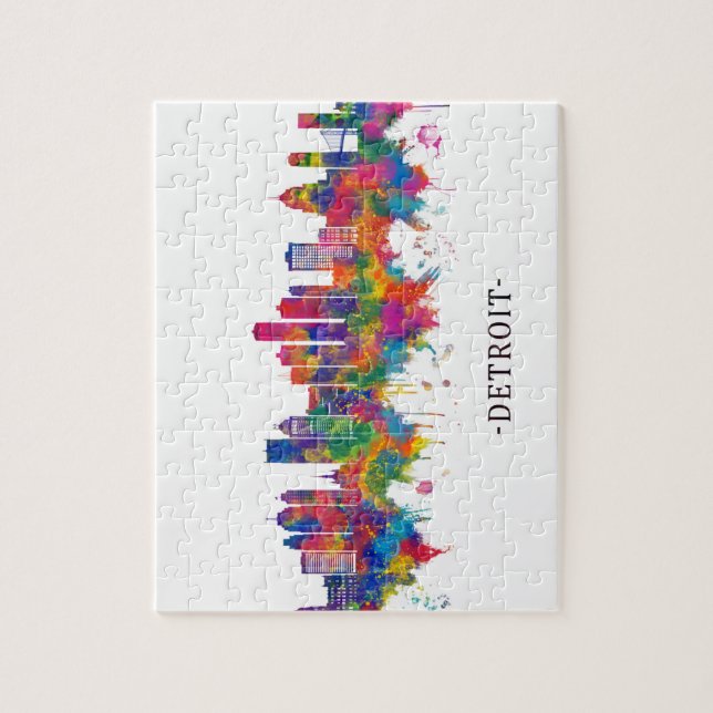 Detroit Michigan Skyline Puzzle (Vertikal)