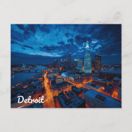 Detroit Michigan Skyline Stadt Kunst Postkarte