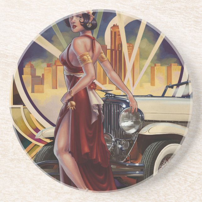 Detroit, Michigan | Stadt Sandstein Untersetzer (Vorne)