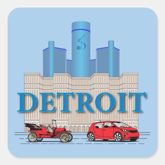 Detroit Michigan United Staaten Quadratischer Aufkleber (Vorderseite)