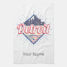 Detroit Michigan United Staaten Skyline Vintag USA Geschirrtuch