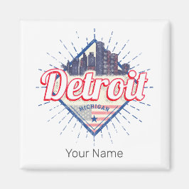 Detroit Michigan United Staaten Skyline Vintag USA Magnet