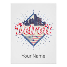 Detroit Michigan United Staaten Skyline Vintag USA Poster