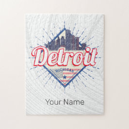 Detroit Michigan United Staaten Skyline Vintag USA Puzzle