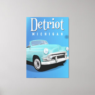 Detroit Michigan USA alte Vintage-Reiseposter Leinwanddruck