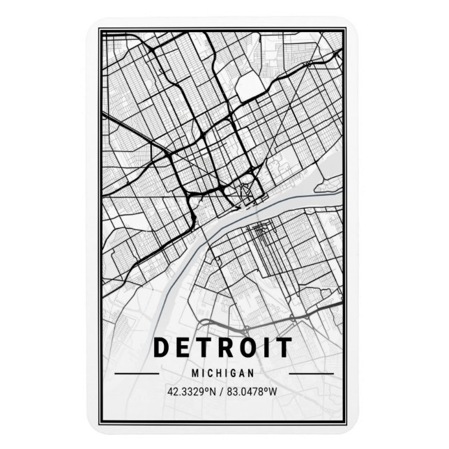 Detroit Michigan USA City Travel City Map Magnet (Vertikal)